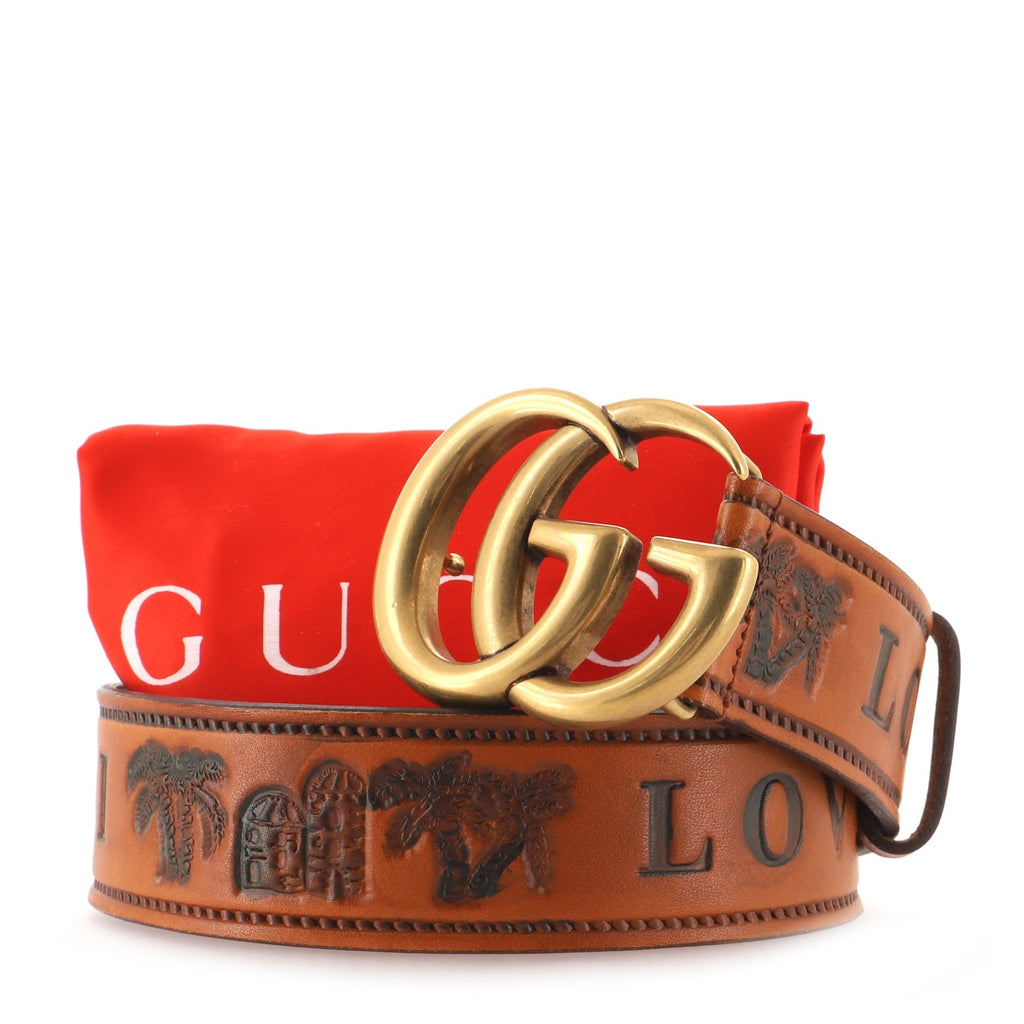 GG Marmont Loved Belt Embossed Leather Wide 90