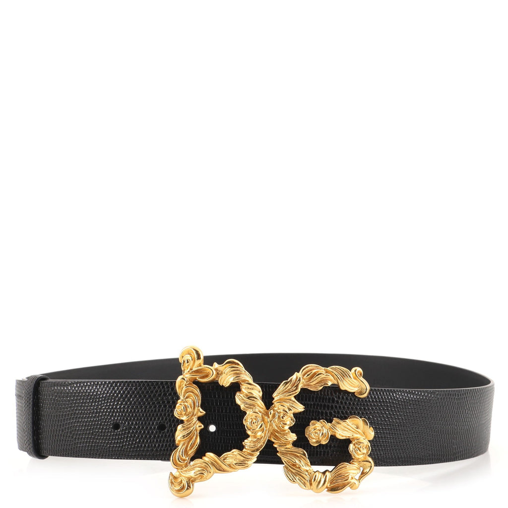 DG Baroque Belt Lizard Embossed Leather Wide 90