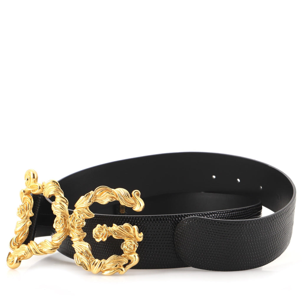 DG Baroque Belt Lizard Embossed Leather Wide 90