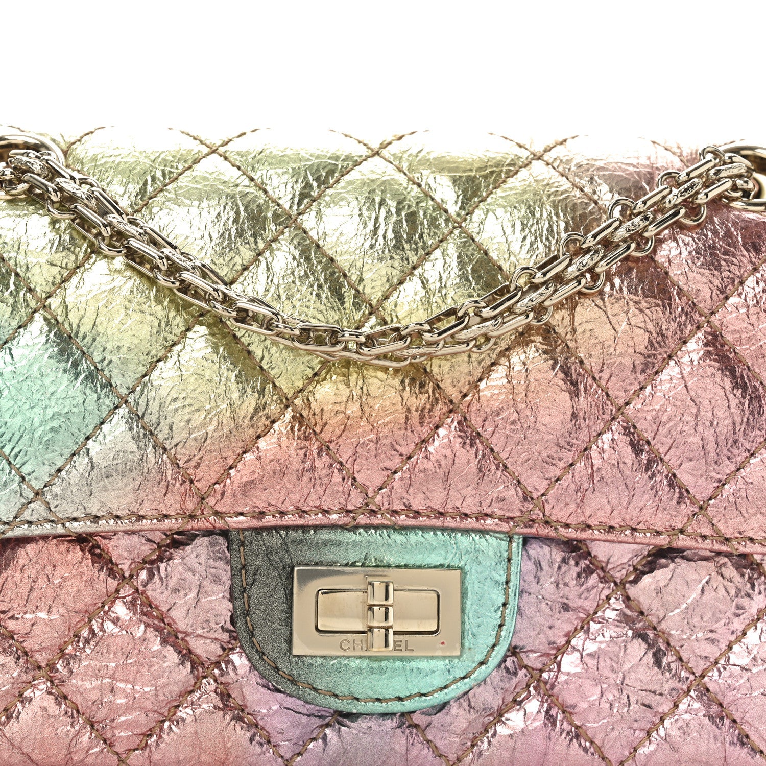Metallic Goatskin Quilted Mini 2.55 Reissue Flap Multicolor