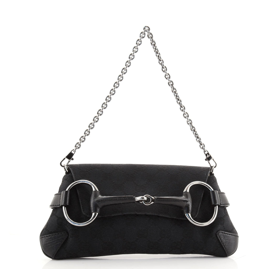 Horsebit Chain Clutch GG Canvas with Leather Medium