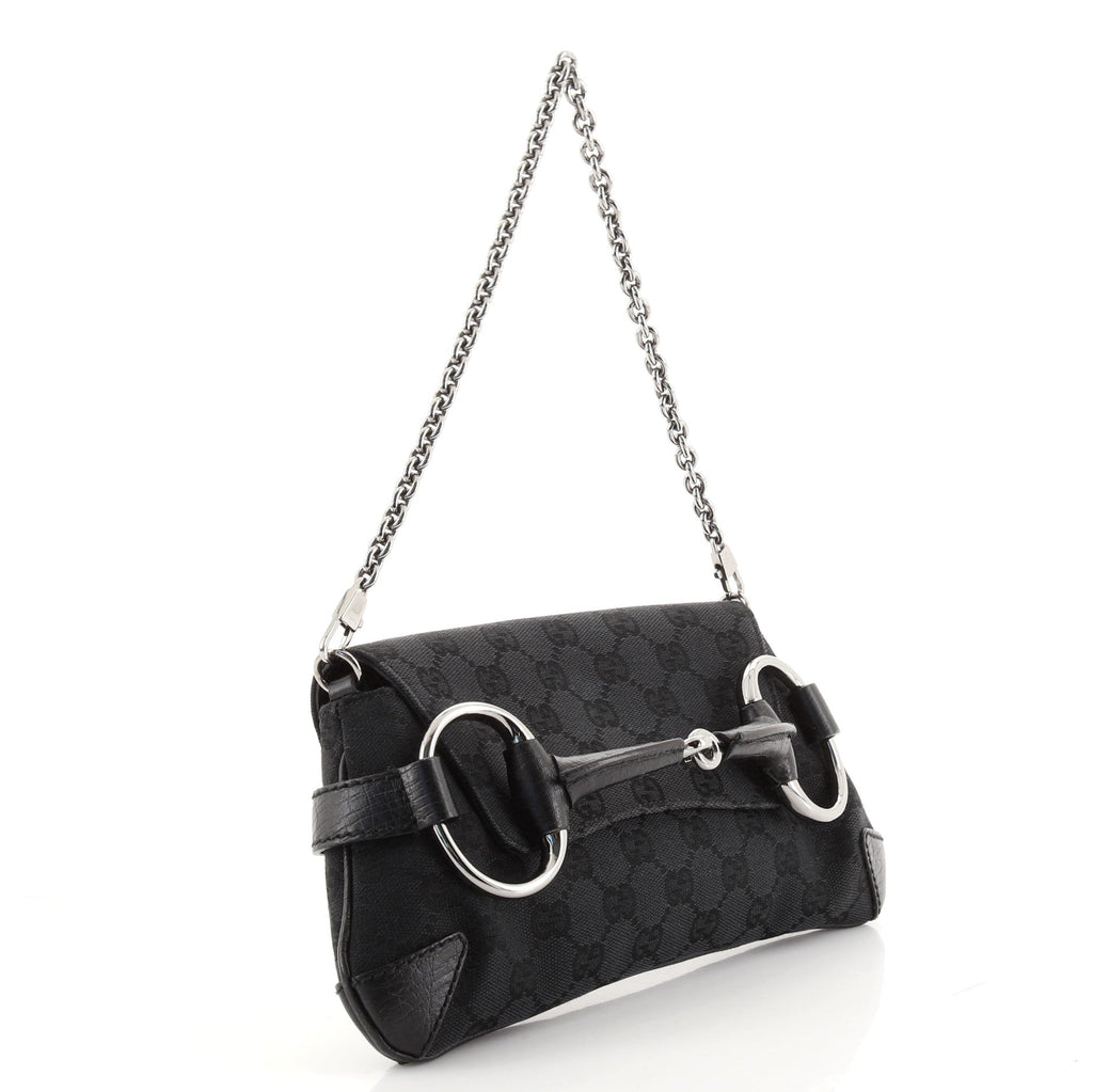 Horsebit Chain Clutch GG Canvas with Leather Medium