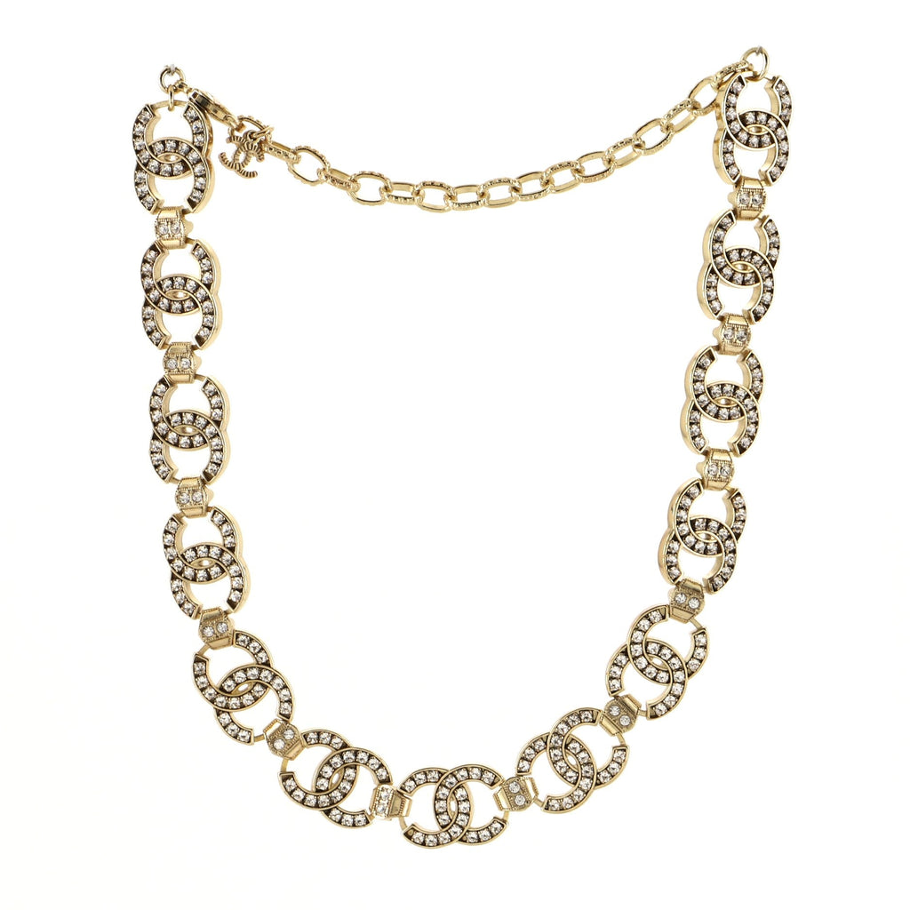 CC Link Choker Necklace Metal with Crystals
