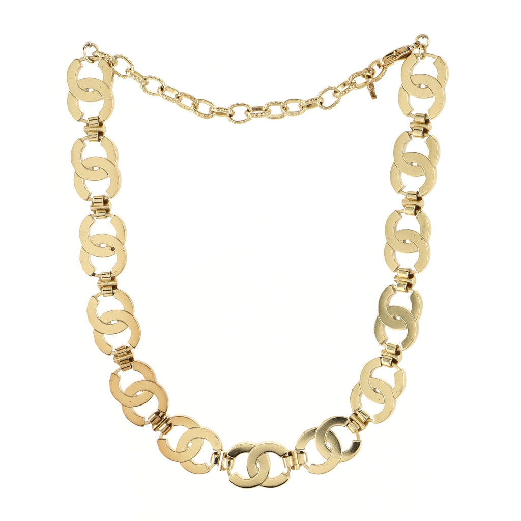 CC Link Choker Necklace Metal with Crystals