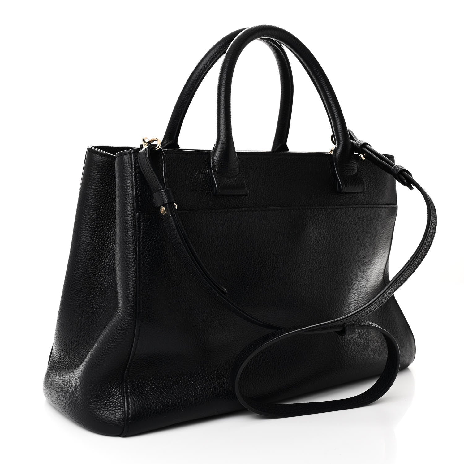Grained Calfskin Small Neo Executive Shopper Tote  Black