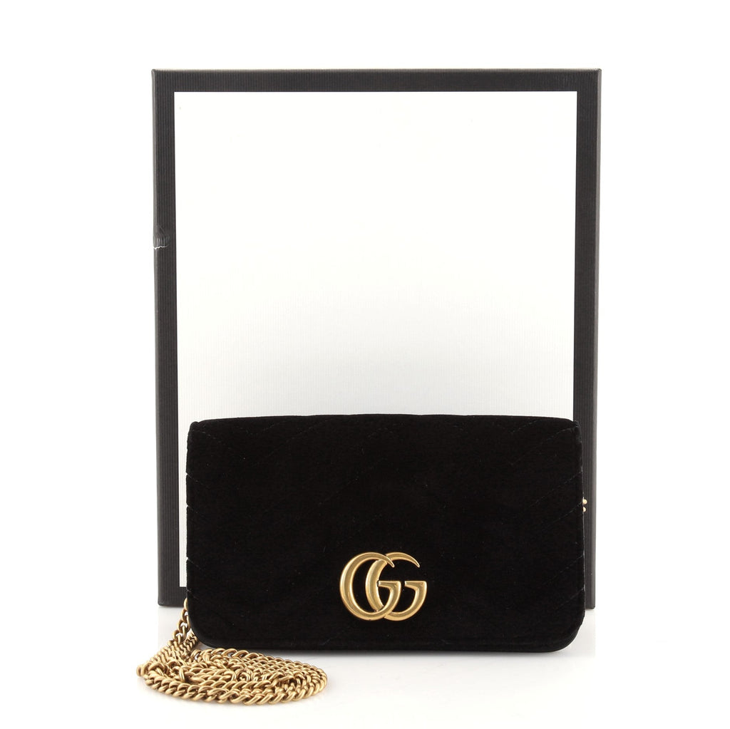 GG Marmont Chain Flap Bag Matelasse Velvet Mini