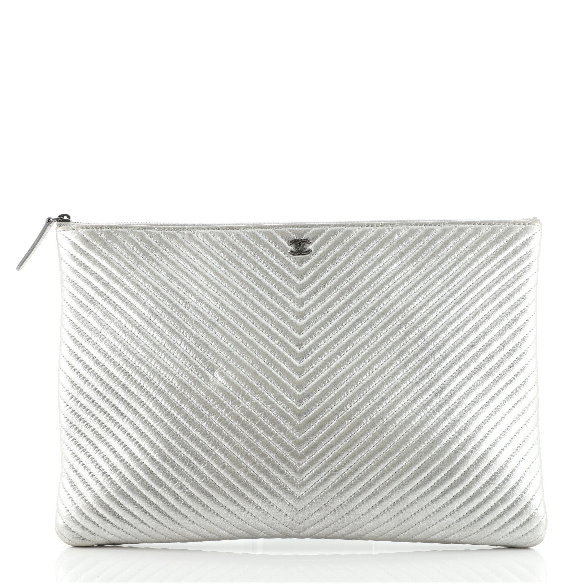 O Case Clutch Chevron Calfskin Large