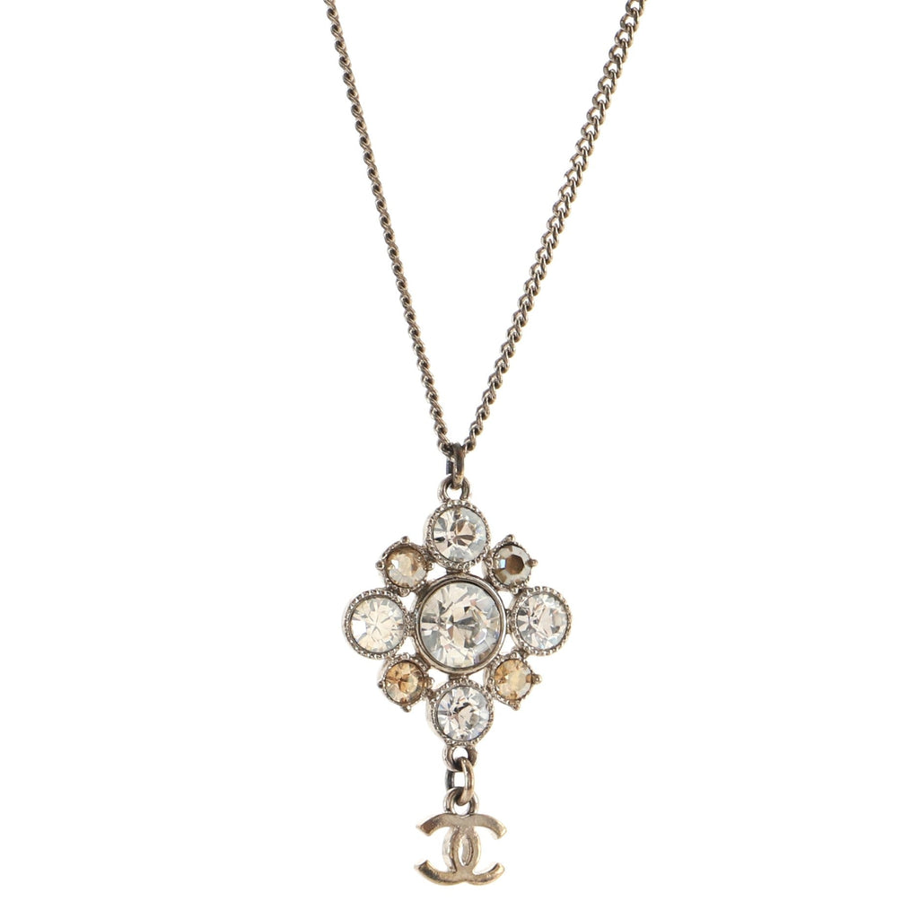 CC Cluster Pendant Necklace Crystal Embellished Metal