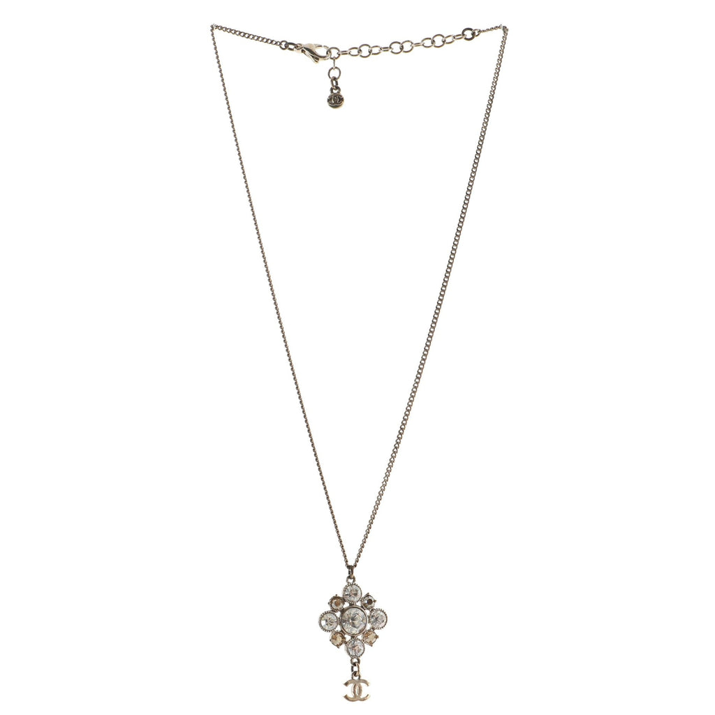 CC Cluster Pendant Necklace Crystal Embellished Metal
