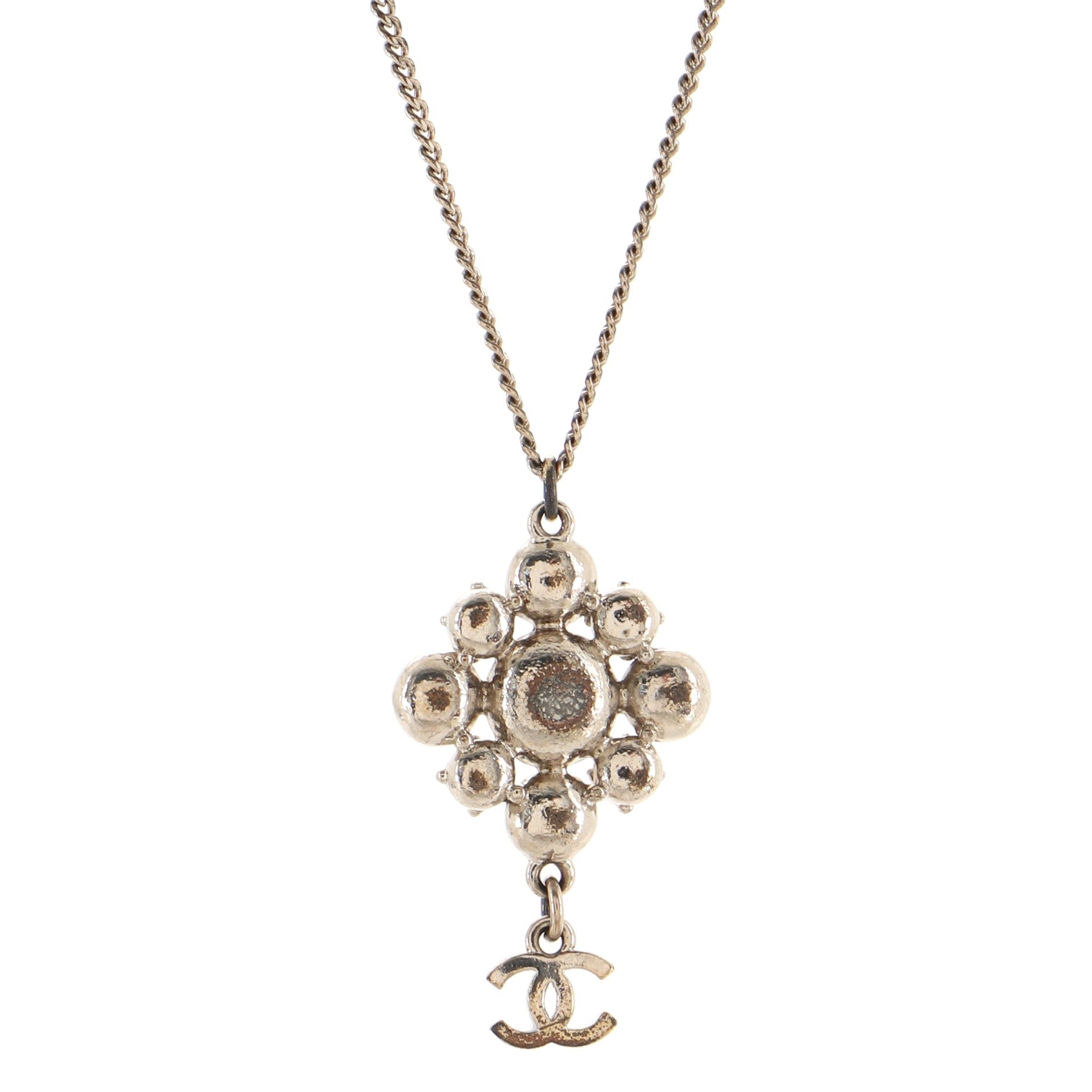 CC Cluster Pendant Necklace Crystal Embellished Metal