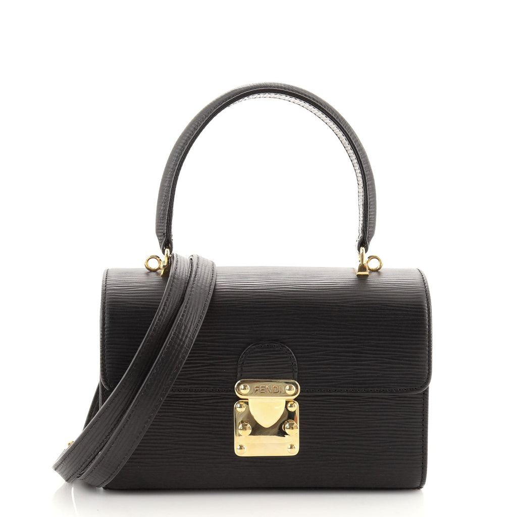 Vintage Convertible Top Handle Flap Bag Textured Leather Mini