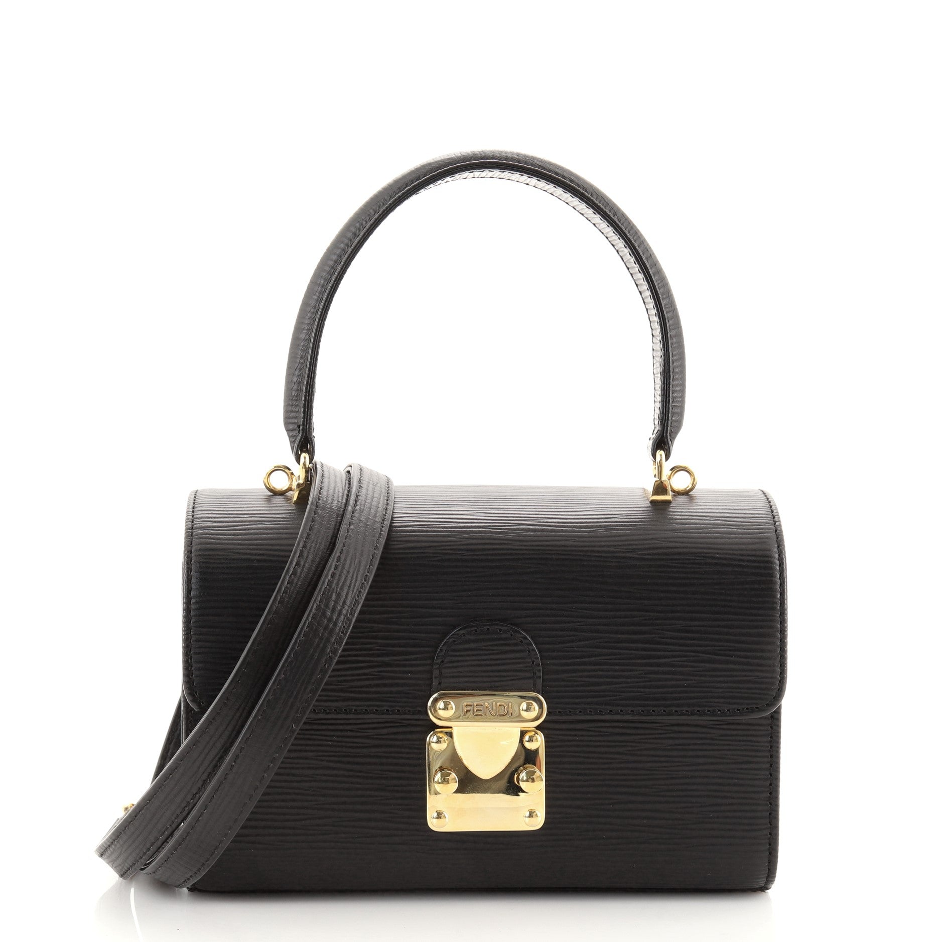 Vintage Convertible Top Handle Flap Bag Textured Leather Mini