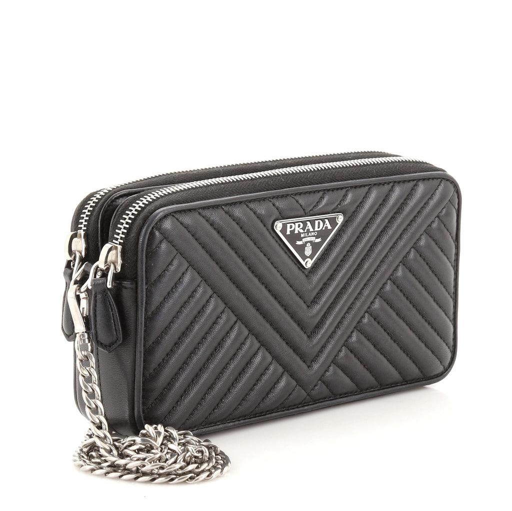 Double Zip Crossbody Bag Diagramme Quilted Leather Mini
