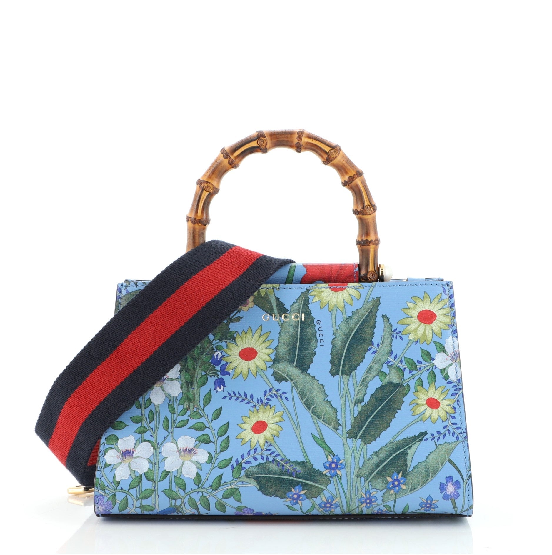 Nymphaea Top Handle Bag Floral Print Leather Mini