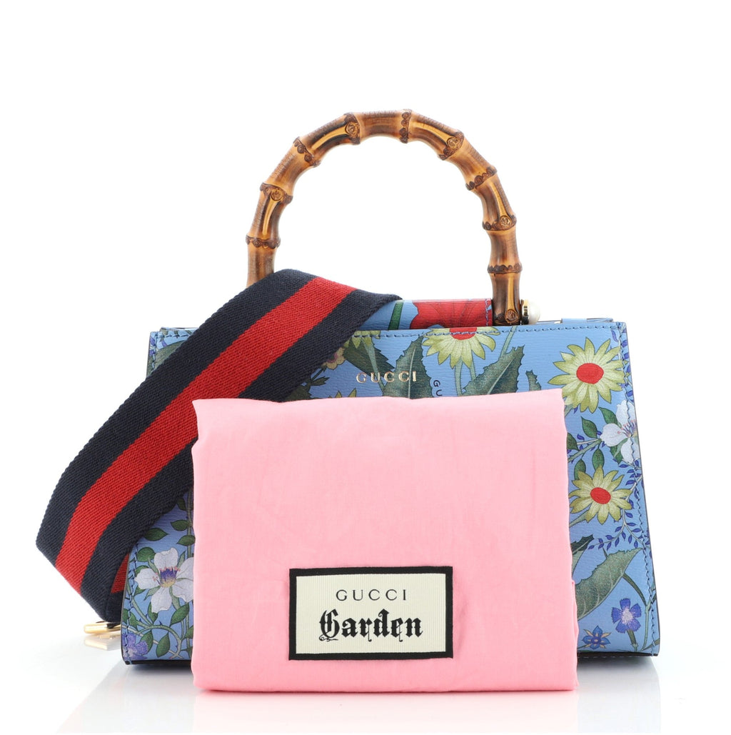 Nymphaea Top Handle Bag Floral Print Leather Mini
