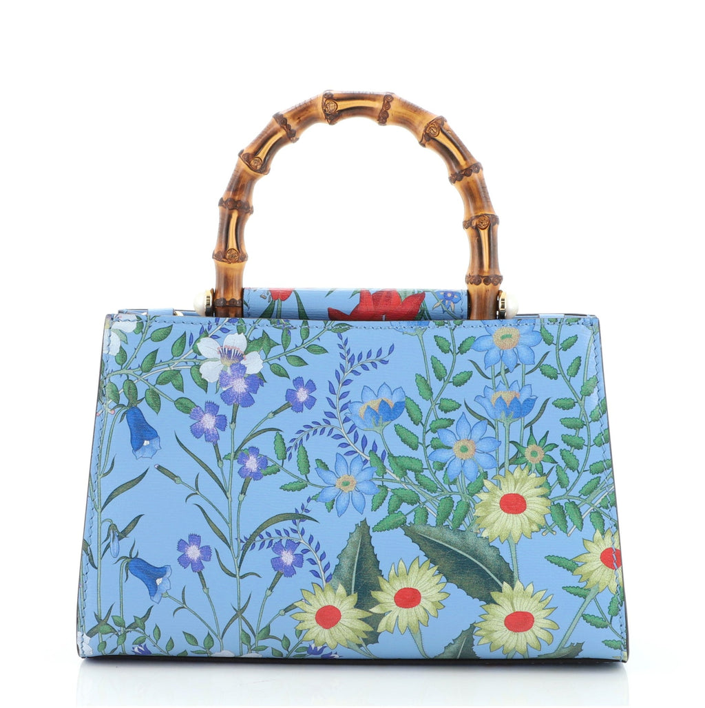 Nymphaea Top Handle Bag Floral Print Leather Mini