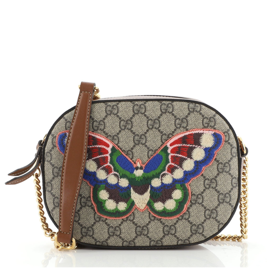 Chain Crossbody Bag Embroidered GG Coated Canvas Mini