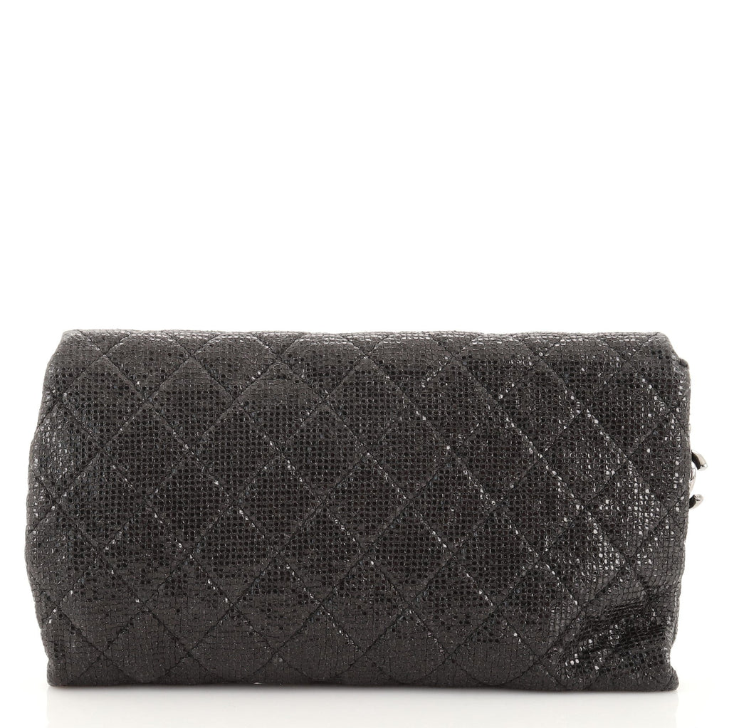 Chain Clutch Quilted Glittered Calfskin