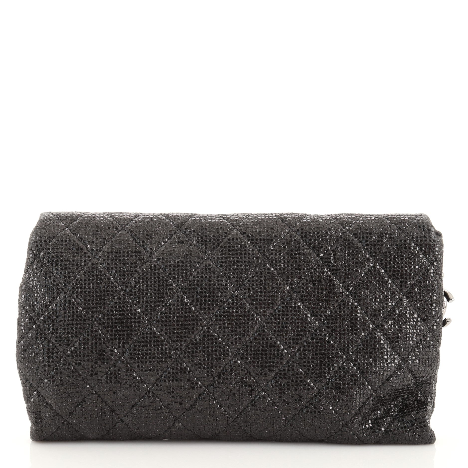 Chain Clutch Quilted Glittered Calfskin