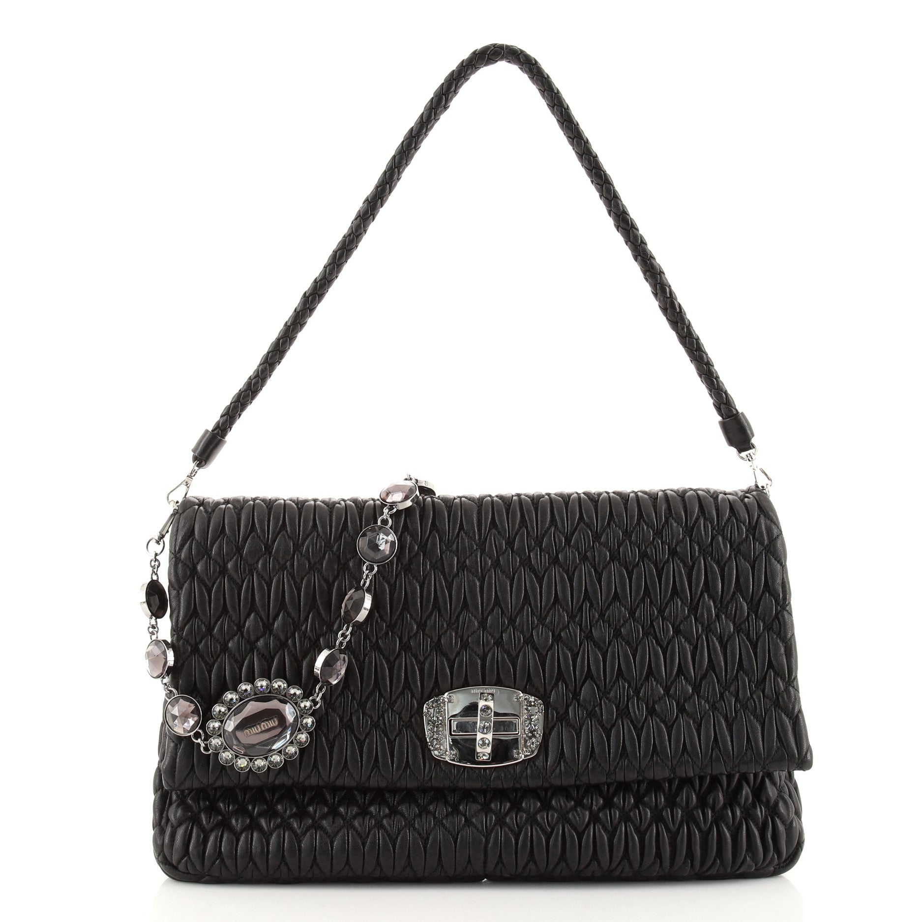 Crystal Clutch Matelasse Leather Large