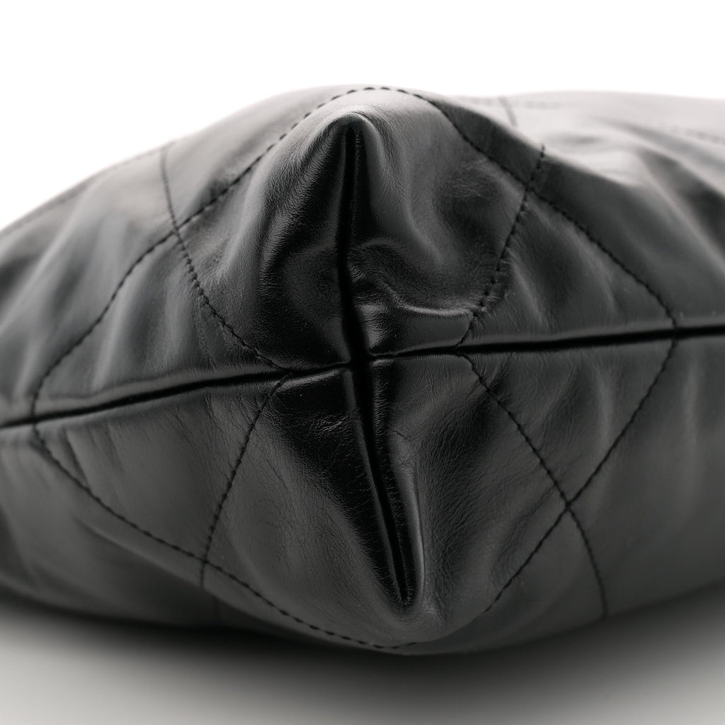 Shiny Calfskin Quilted Small Chanel 22 Black