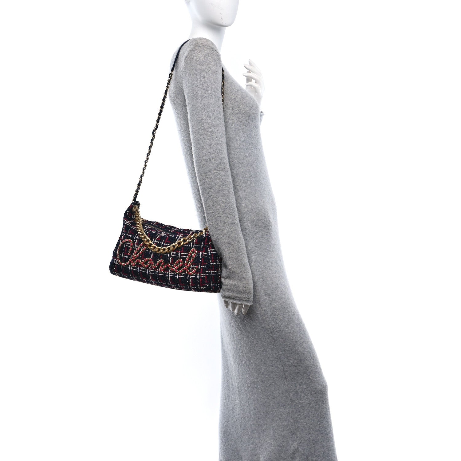Tweed Calfskin Signe Hobo Navy Multicolor