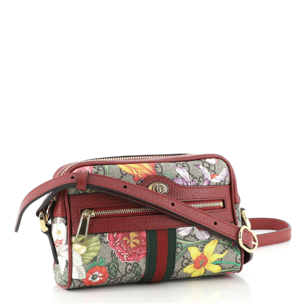 Ophidia Shoulder Bag Flora GG Coated Canvas Mini