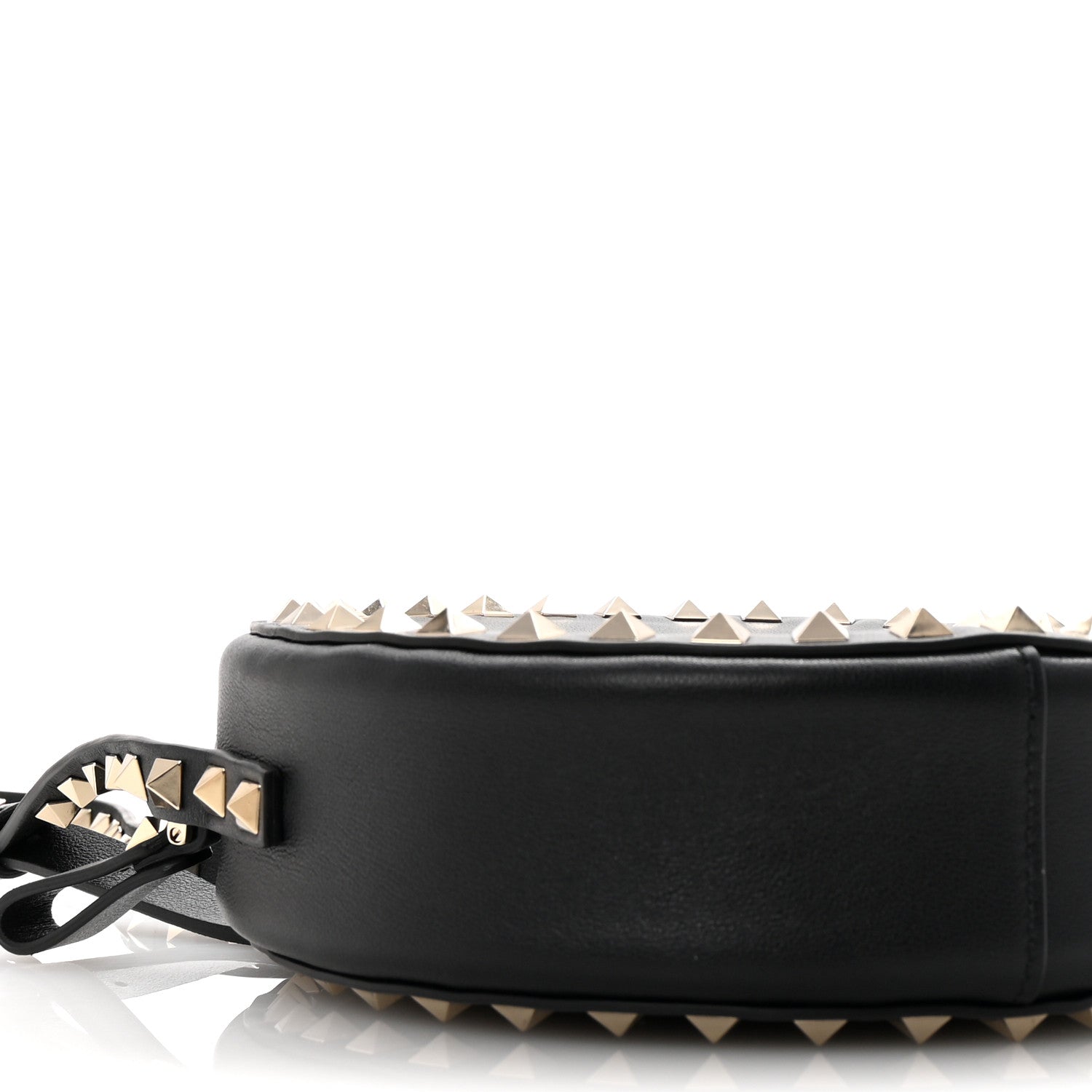 Calfskin Rockstud Round Crossbody Bag Black