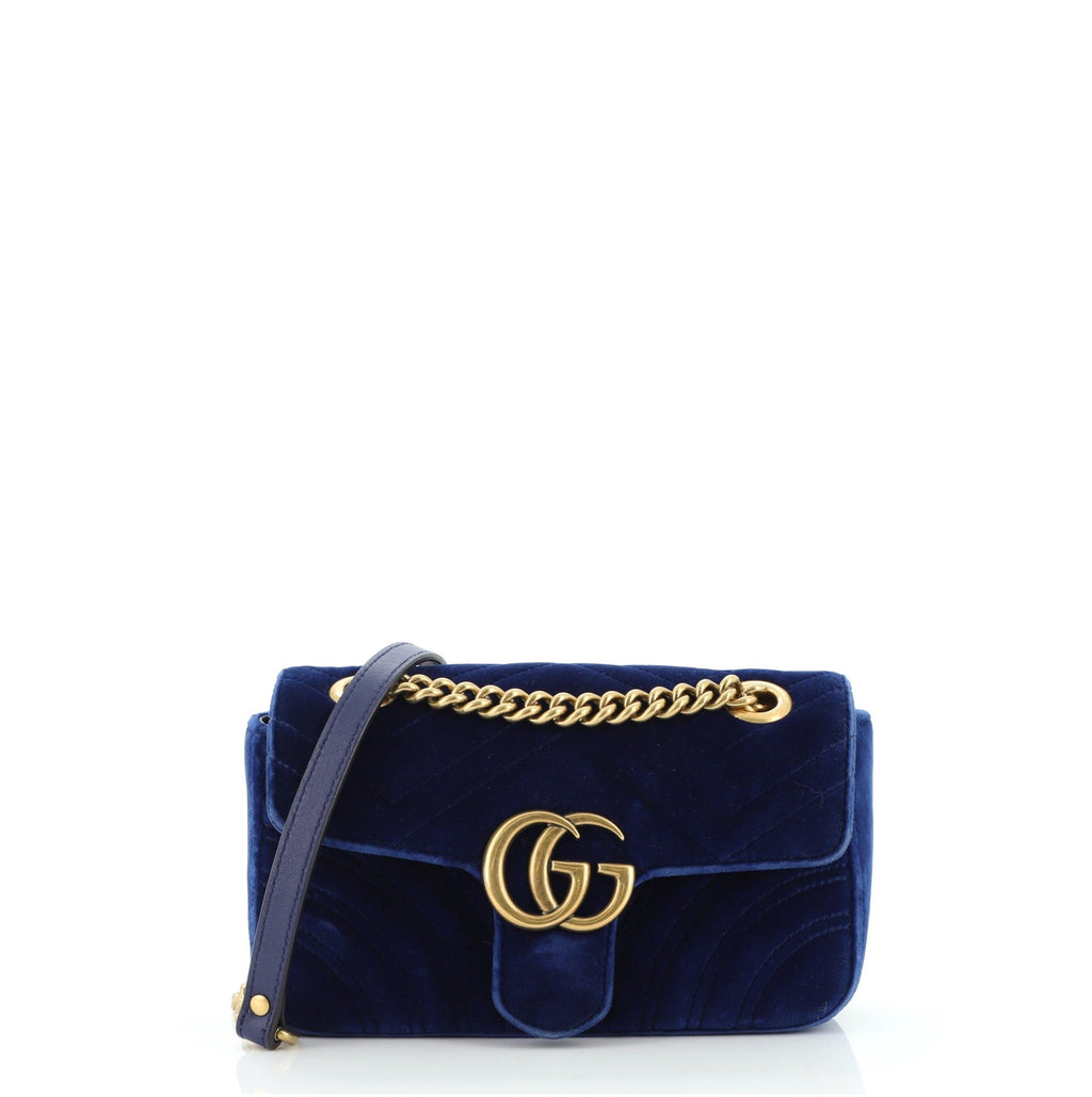 GG Marmont Flap Bag Matelasse Velvet Mini