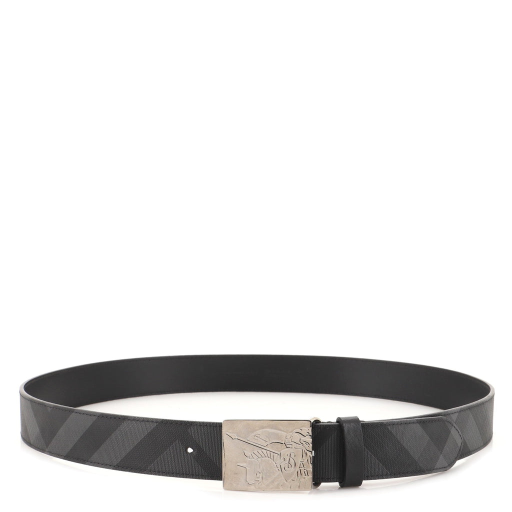 Plaque Buckle Belt Smoked Check Coated Canvas Medium 100