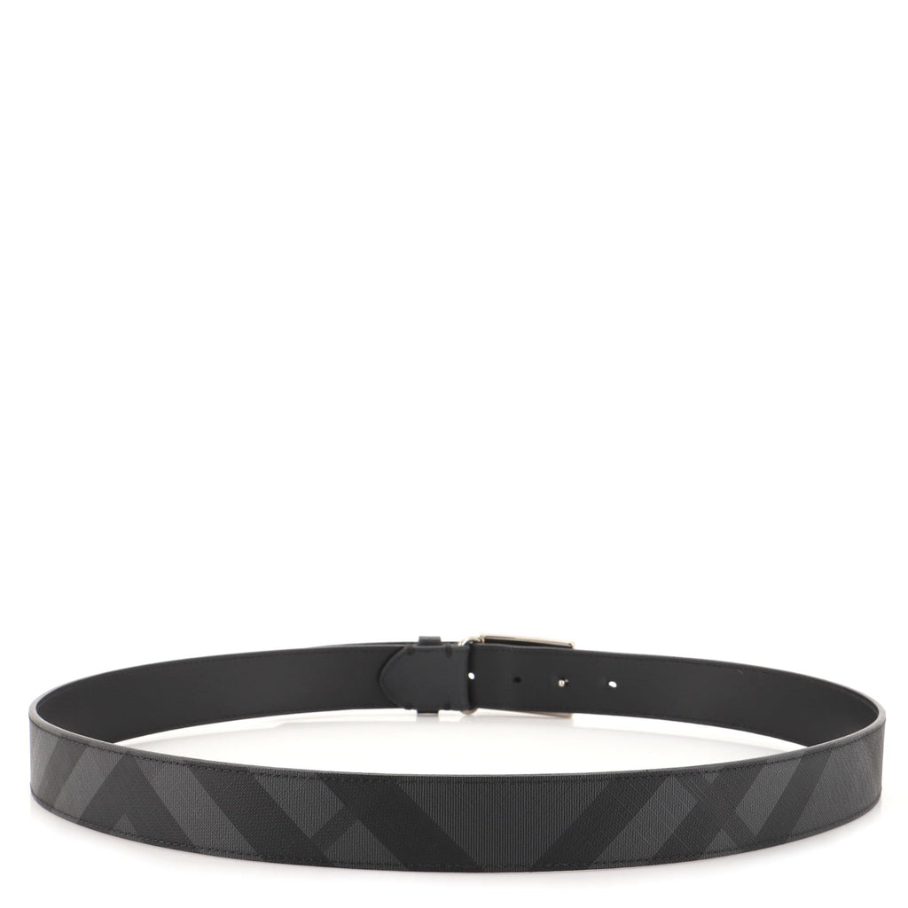 Plaque Buckle Belt Smoked Check Coated Canvas Medium 100