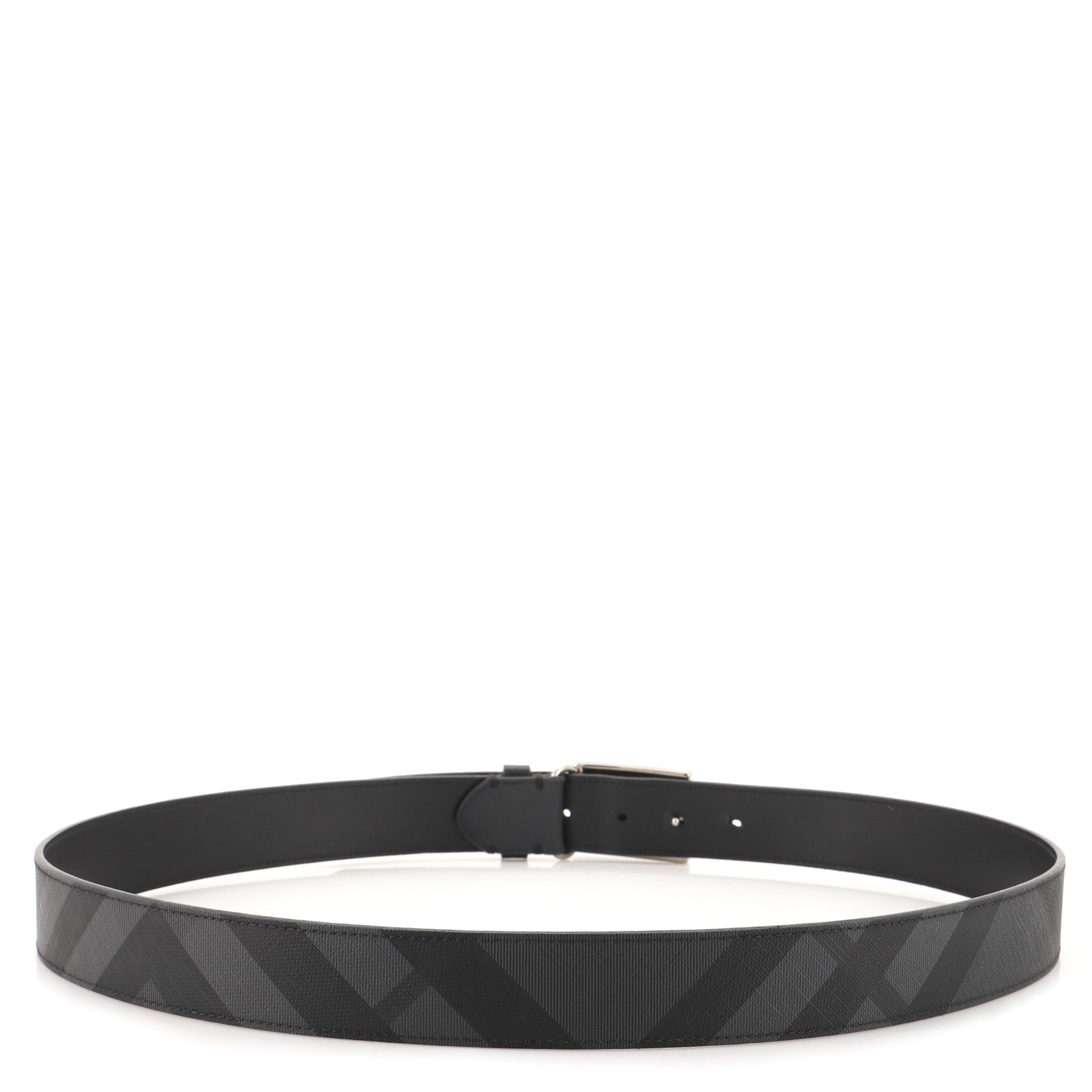 Plaque Buckle Belt Smoked Check Coated Canvas Medium 100
