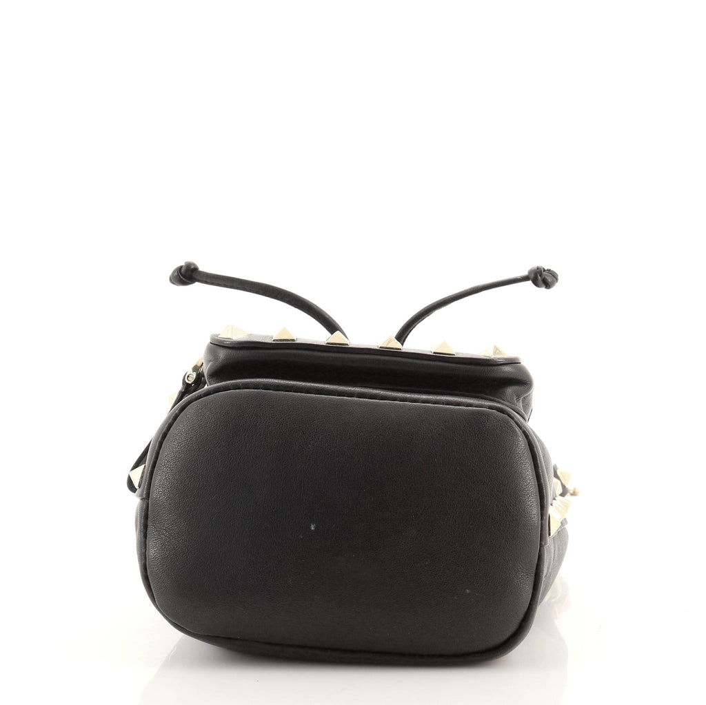 Rockstud Drawstring Bucket Bag Leather Mini