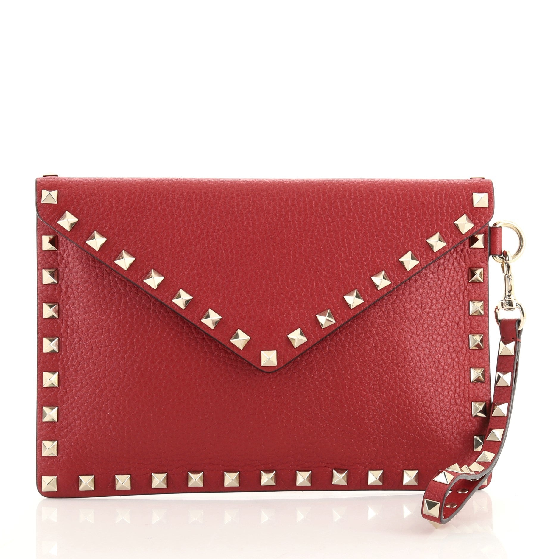 Rockstud Envelope Wristlet Clutch Leather Small