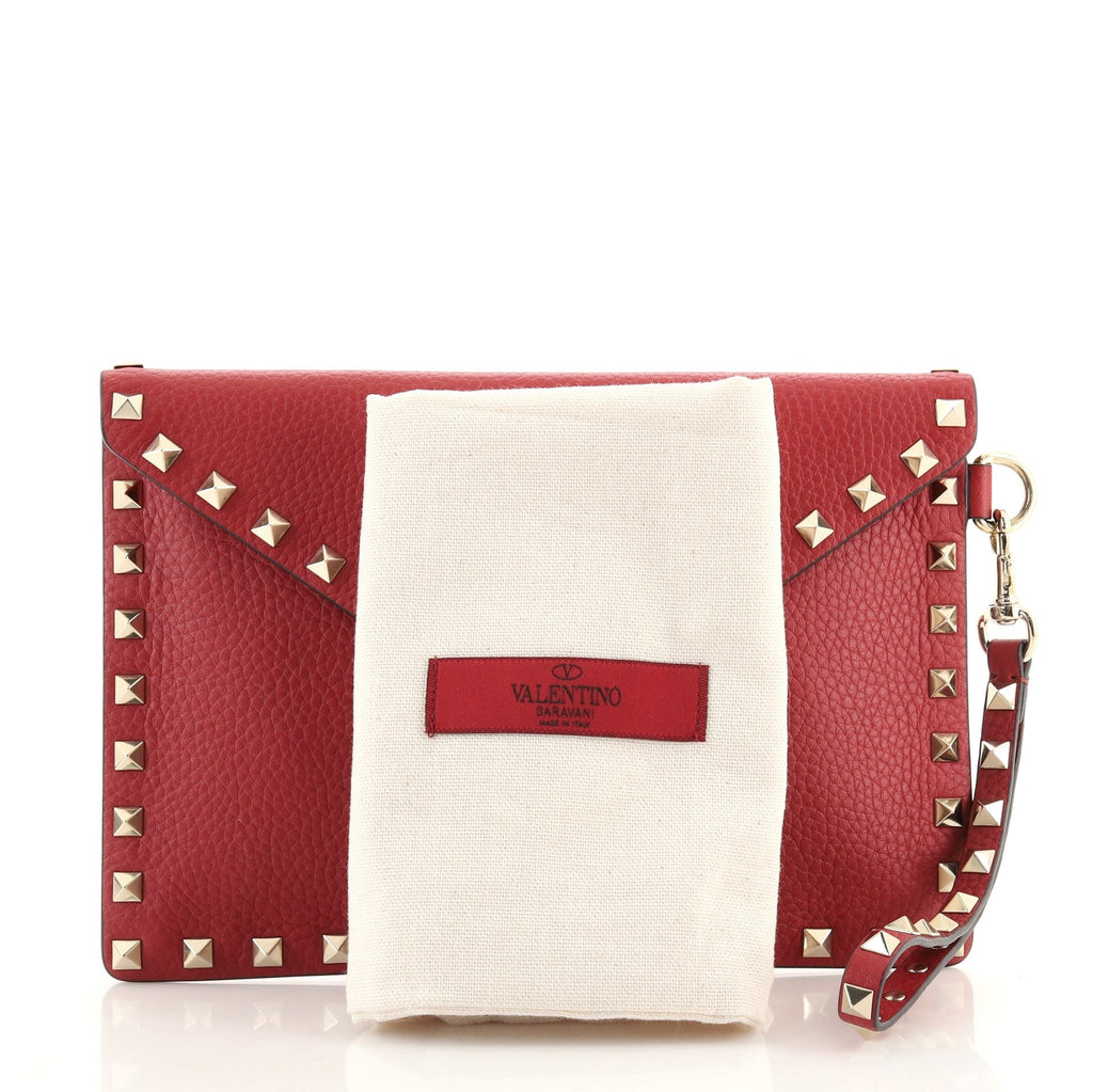 Rockstud Envelope Wristlet Clutch Leather Small