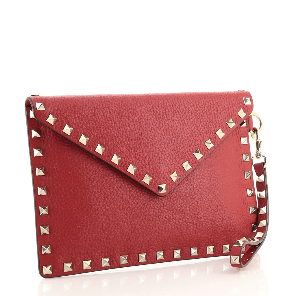 Rockstud Envelope Wristlet Clutch Leather Small