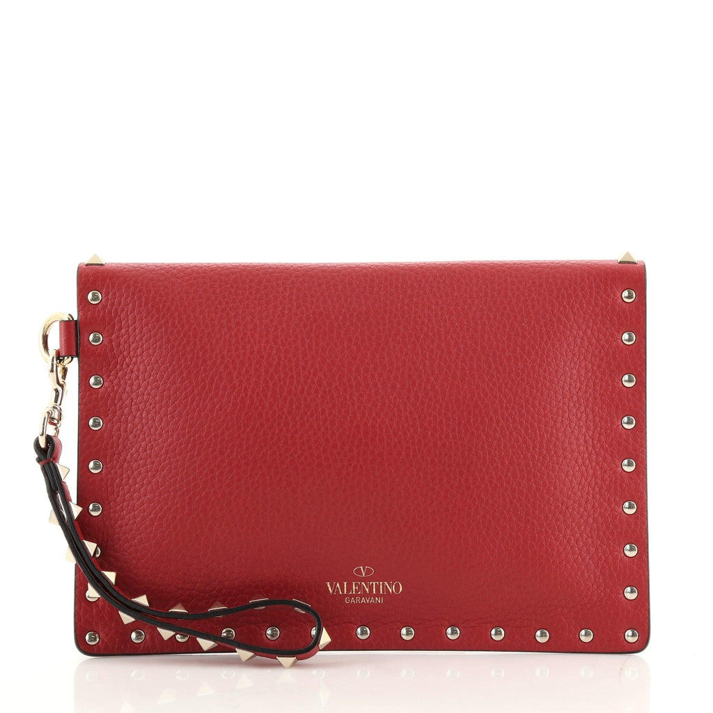 Rockstud Envelope Wristlet Clutch Leather Small