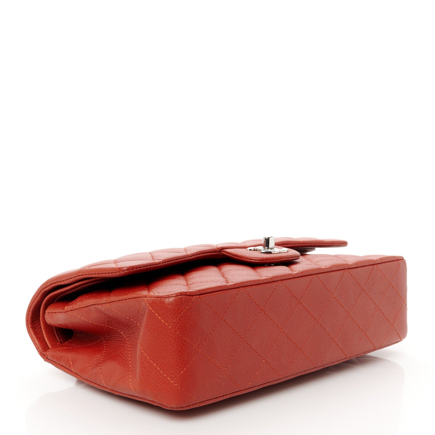 Caviar Quilted Medium Double Flap Red