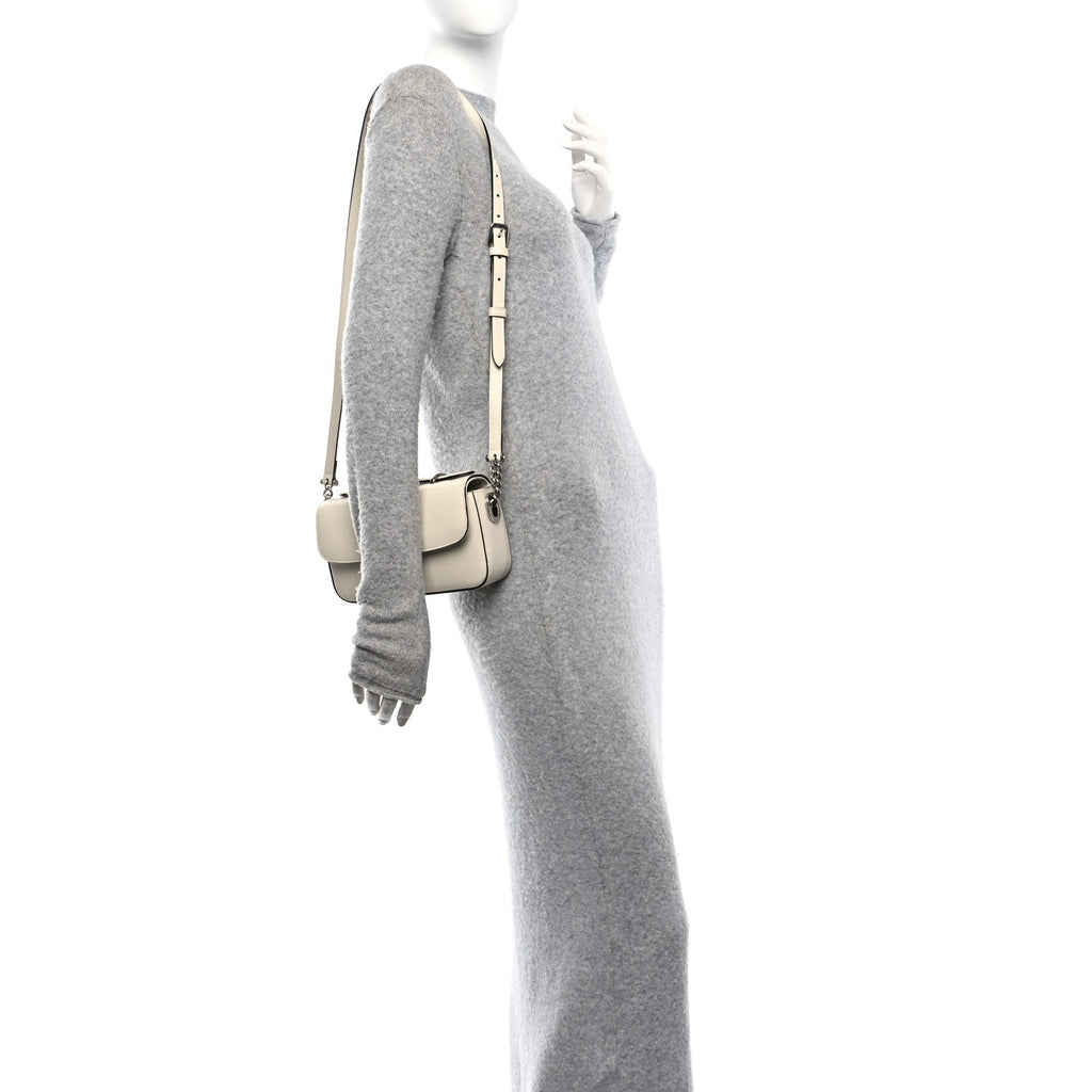 Senna Calfskin Petite Mini GG Top Handle Shoulder Bag Mystic White