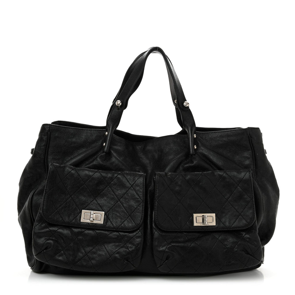 Glazed Caviar Reissue Double Pocket In The City Tote Black