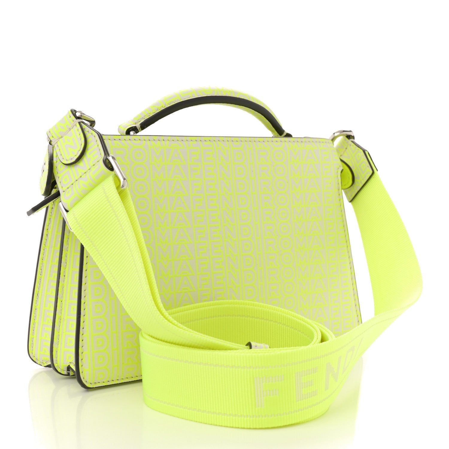 X MARC JACOBS Vitello King Cover Micro Fendi Roma Embossed Peekaboo I See U X Cross Satchel Neon Yellow
