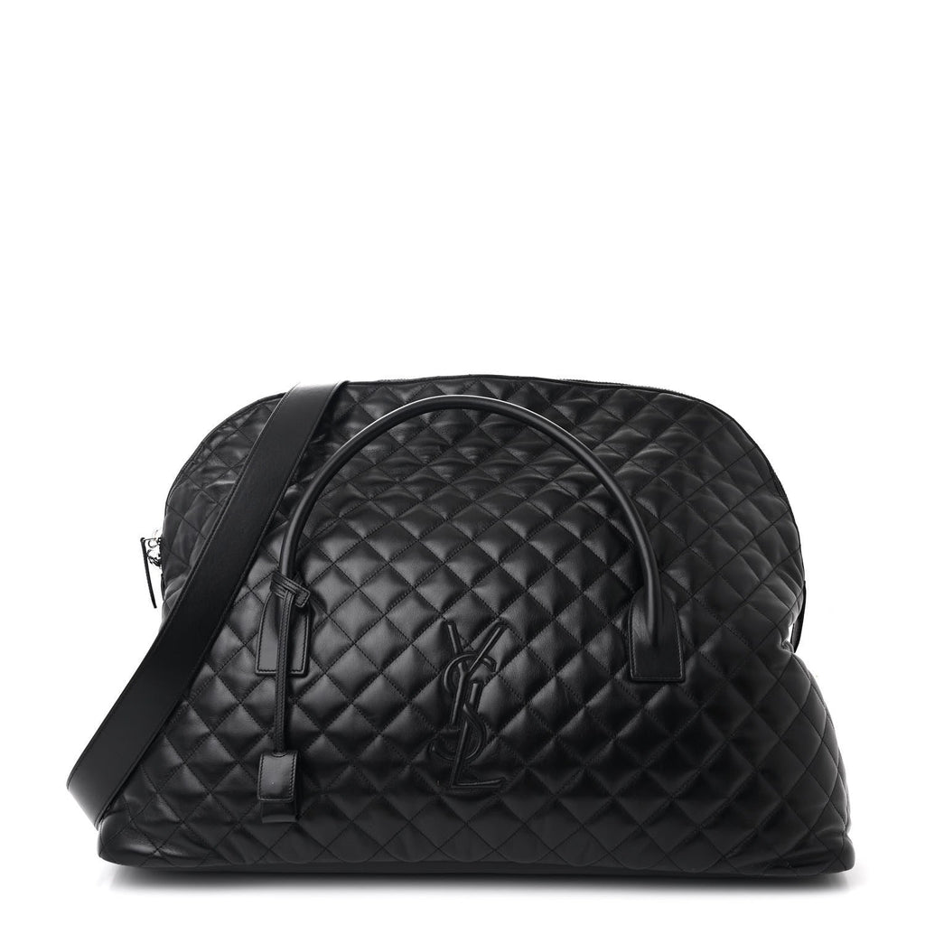 Calfskin Quilted ES Giant Travel Bag Black
