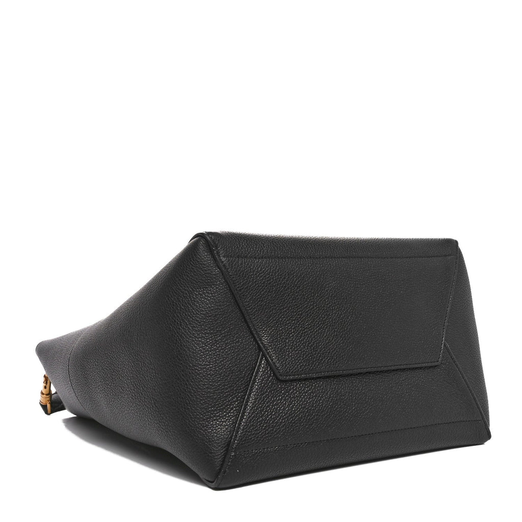 Soft Grained Calfskin Sangle Bucket Bag Black