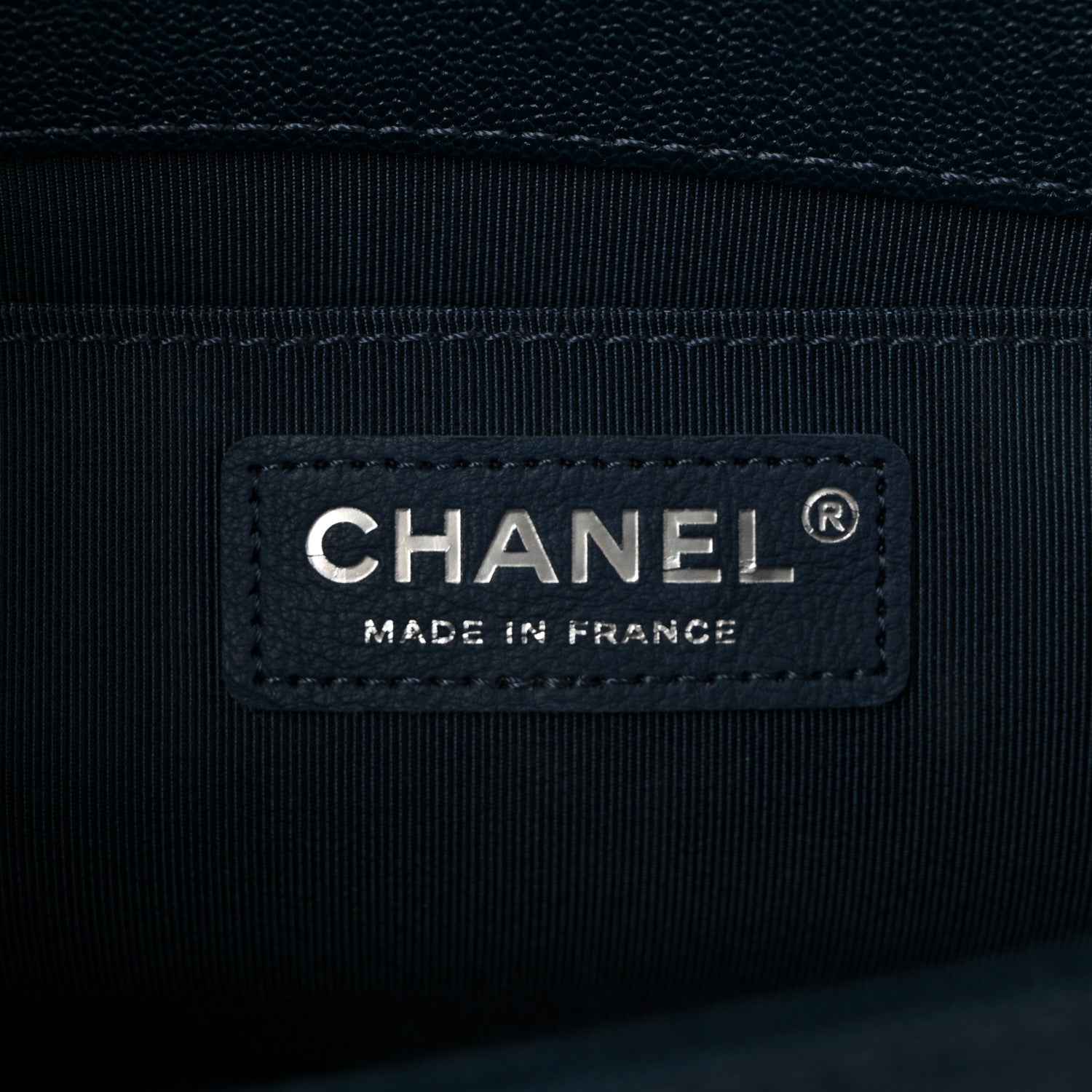Caviar Quilted Medium Boy Flap Dark Blue