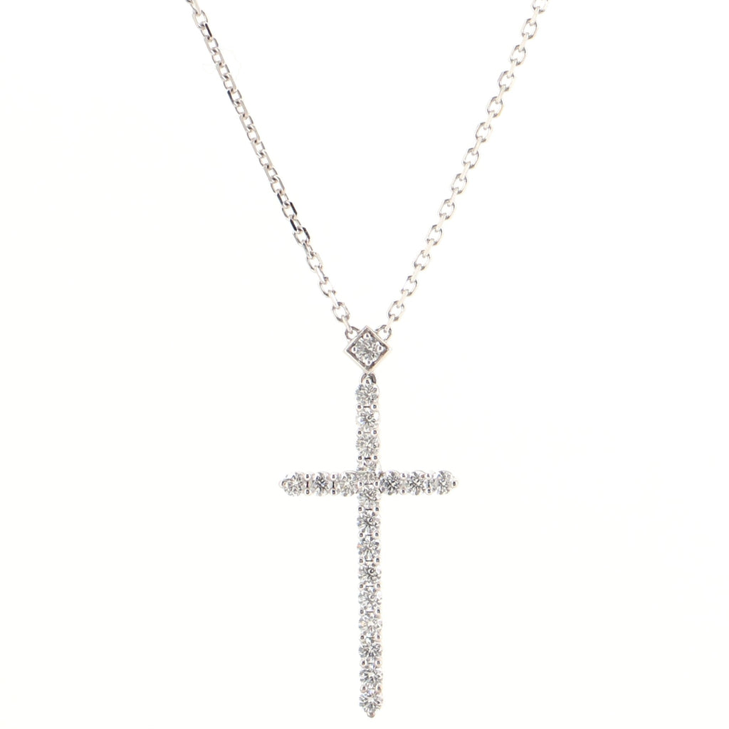 Cross Pendant Necklace 18K White Gold and Diamonds Large