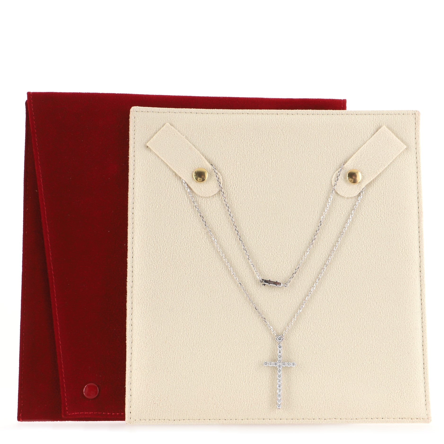 Cross Pendant Necklace 18K White Gold and Diamonds Large