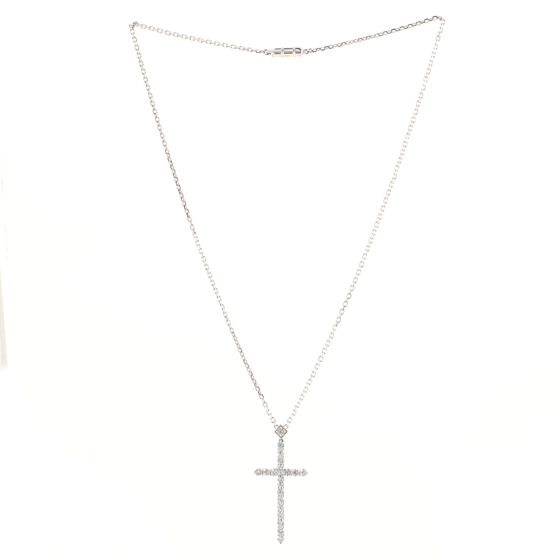 Cross Pendant Necklace 18K White Gold and Diamonds Large