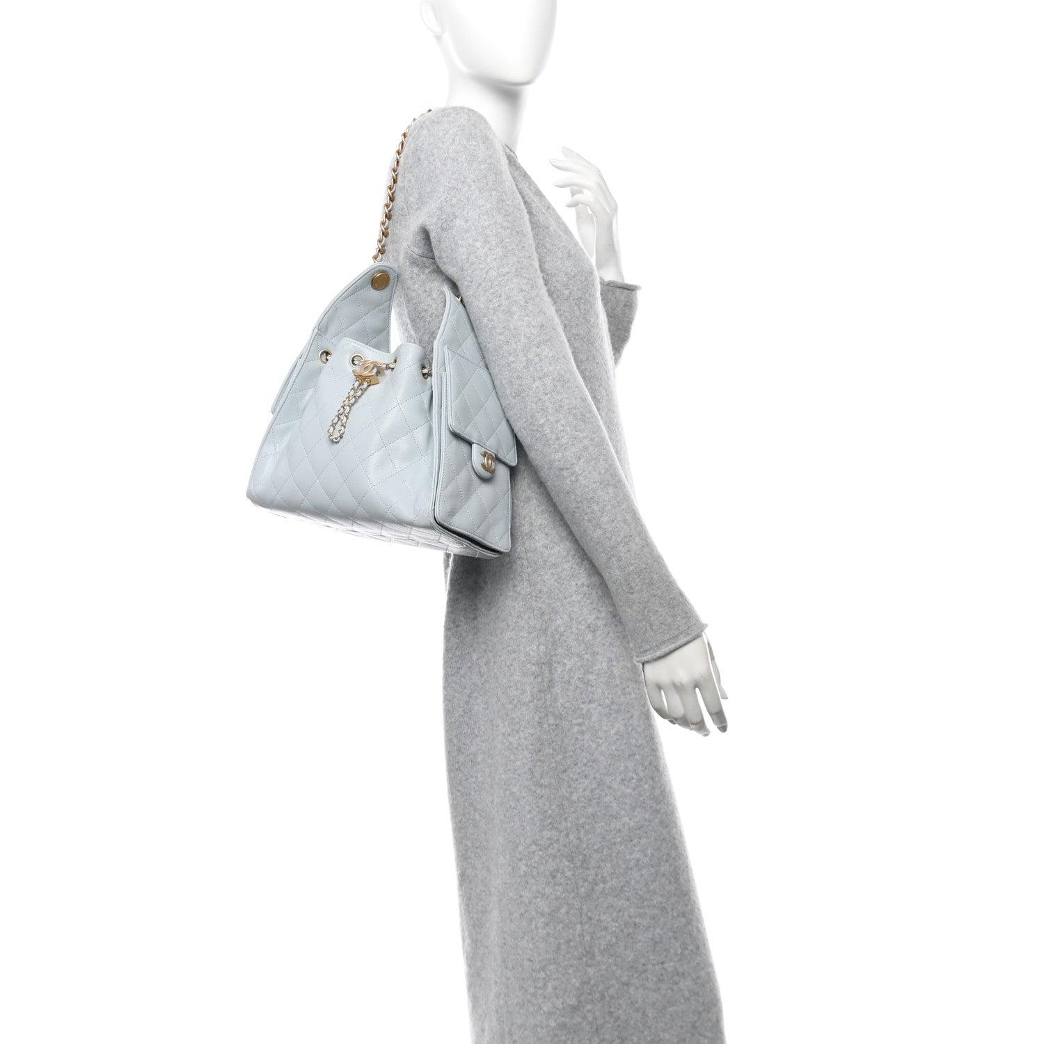Caviar Quilted Small Chanel 25 Handbag Light Blue