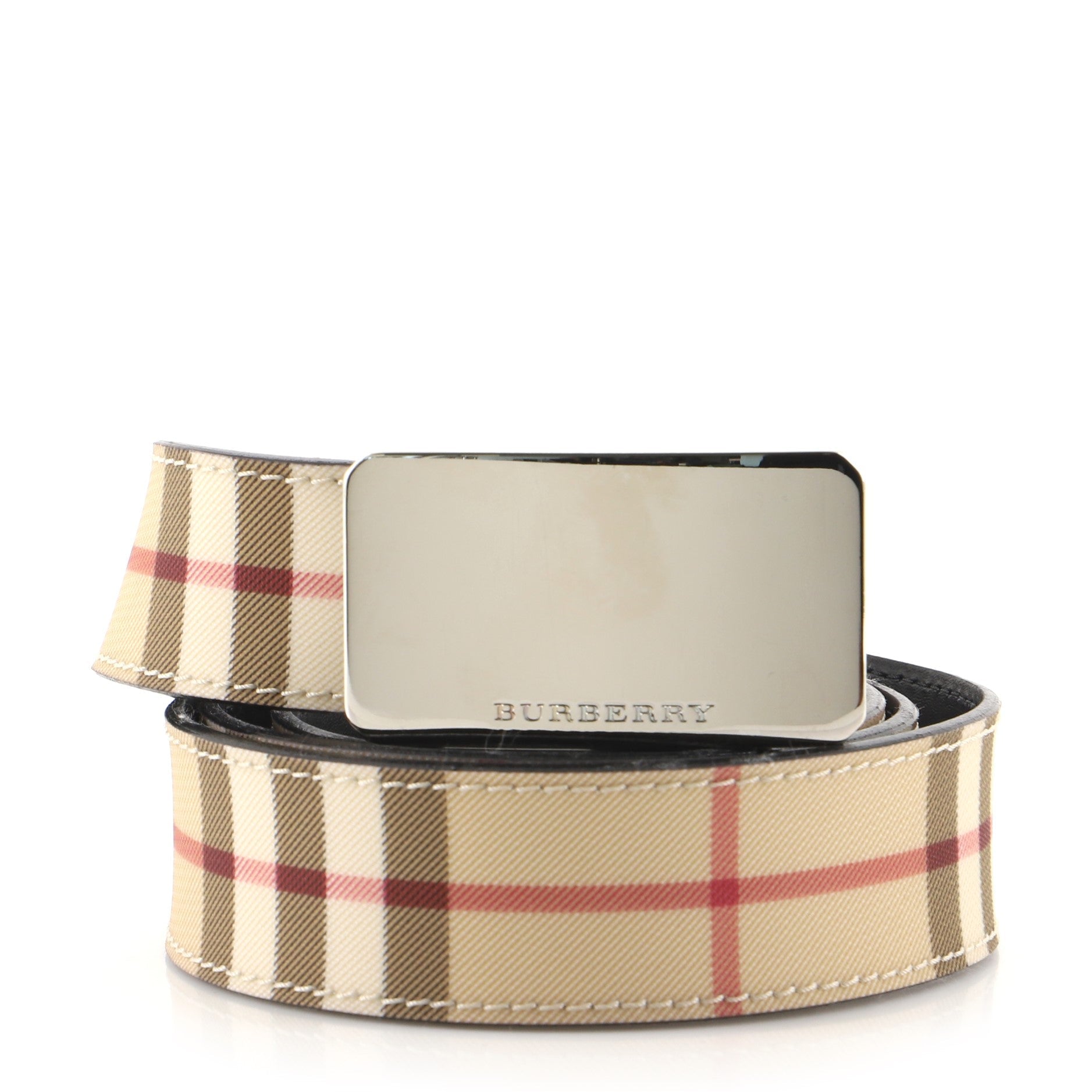 Logo Buckle Belt Vintage Check Coated Canvas Wide 100