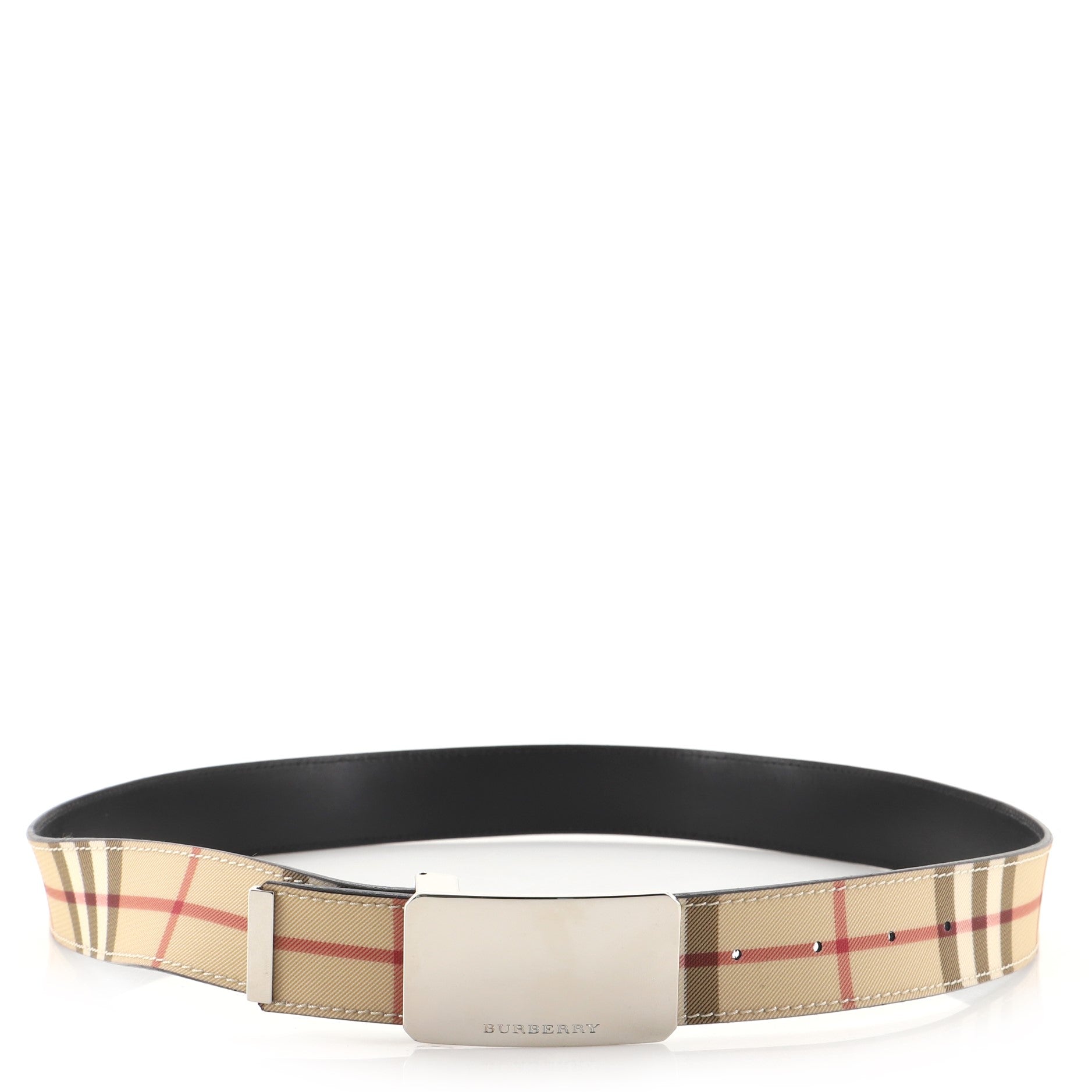 Logo Buckle Belt Vintage Check Coated Canvas Wide 100